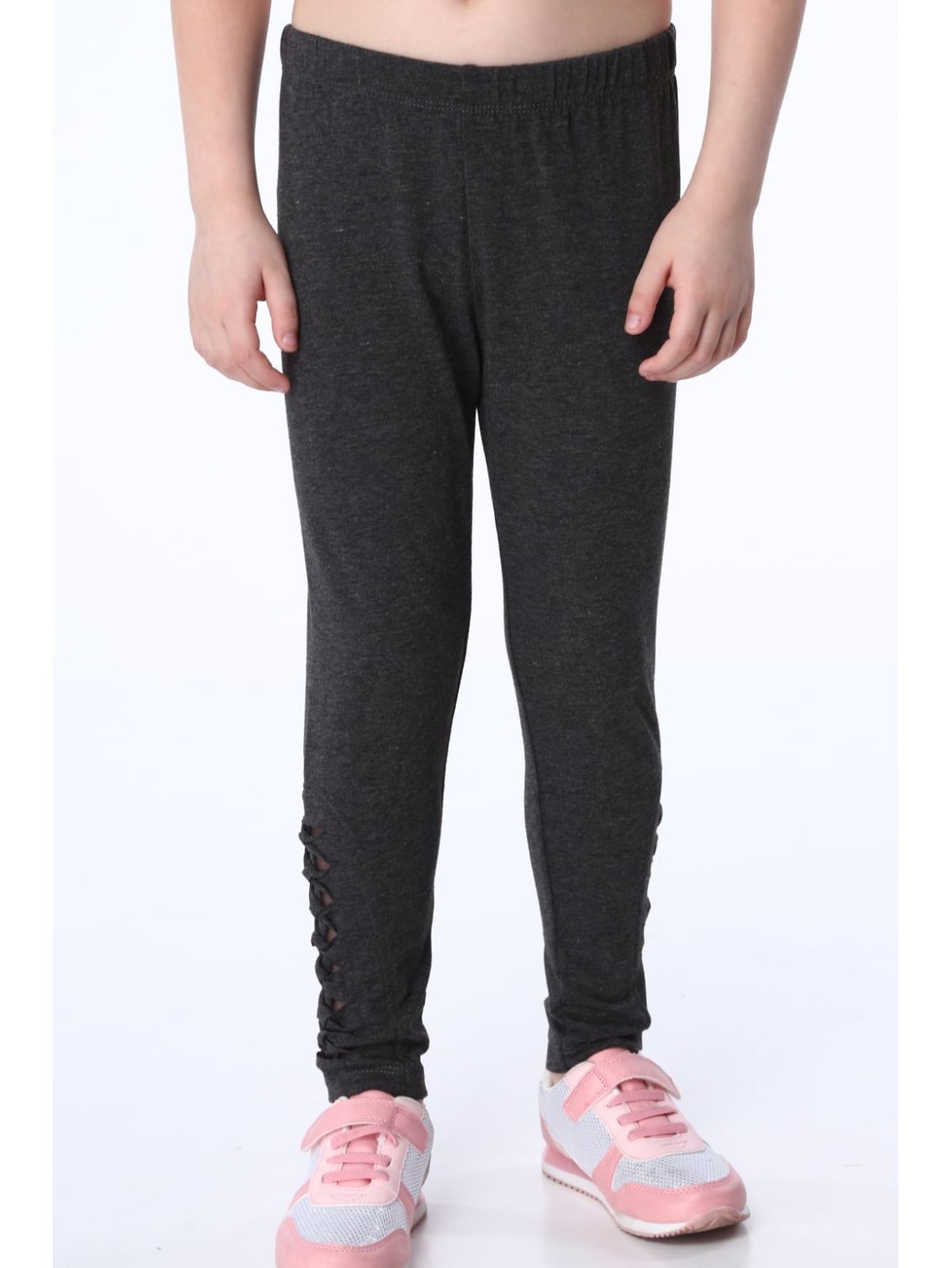 Leggings für Mädchen mit Webmuster an den Beinen, dunkelgrau NDZ8699 – Online-Shop – Boutique